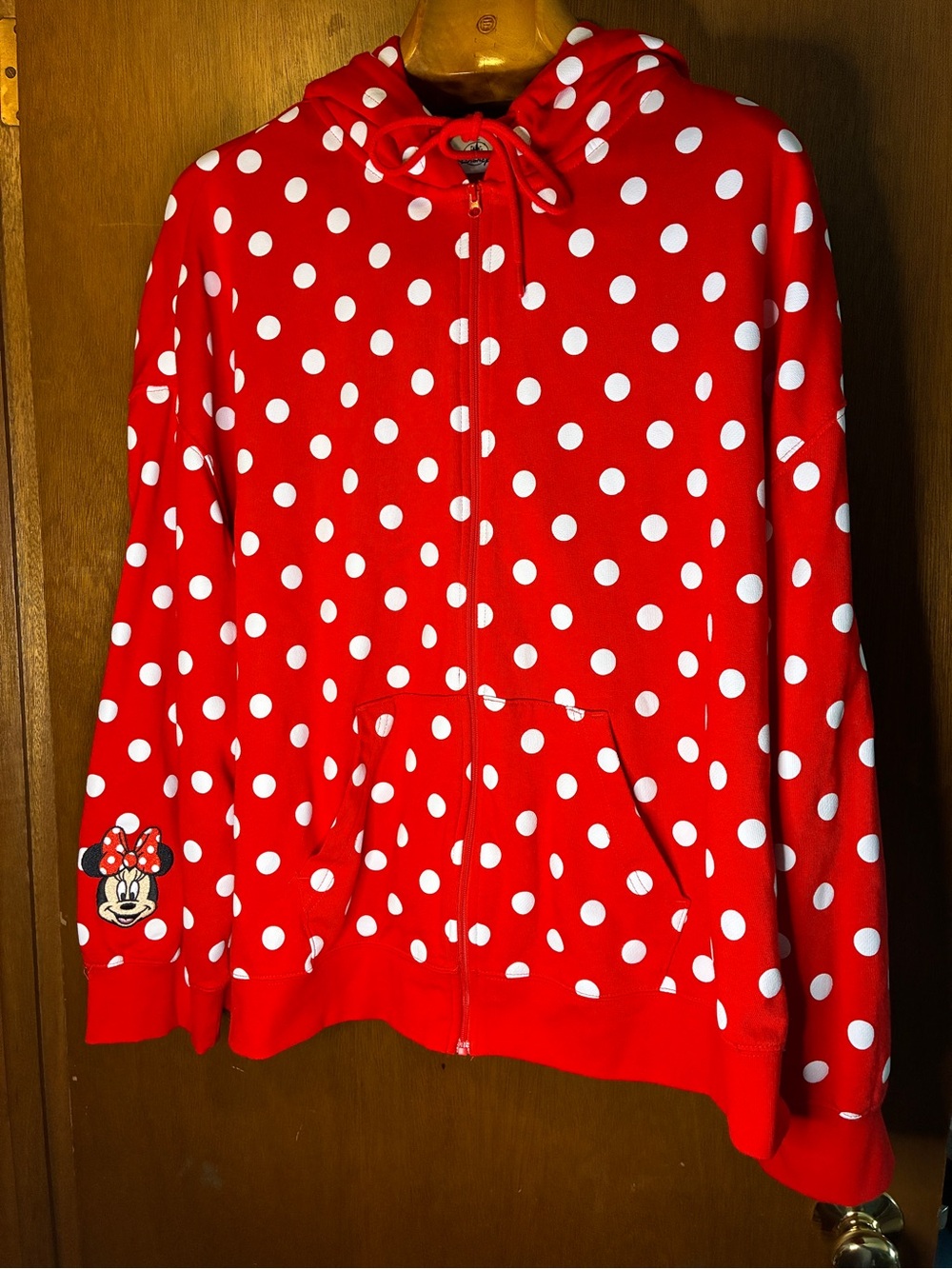 Disney Red Polka Dot Hoodie with Minnie Patch